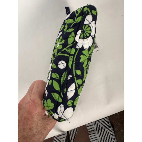 Vera Bradley Medium Cosmetic Bag In Navy & Green Floral Pattern - Picture 10 of 15
